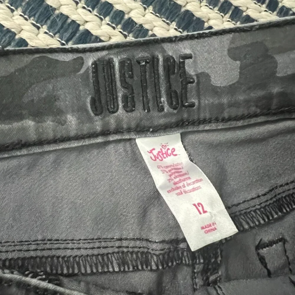 Justice Girls Size 12 Camo Jeans & Blue Overall Shorts